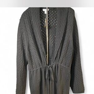 Charter Club Black Knitted Cardigan Sweater with Tie Closure